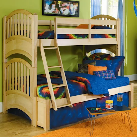Twin/Full Bunk Bed with Ladder and Guard Rails